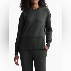 NWT SZ L Varley Lowry Longline Sweatshirt Olive Marl